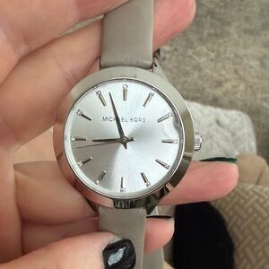 Michael Kors Silver Dial Watch with Taupe Strap